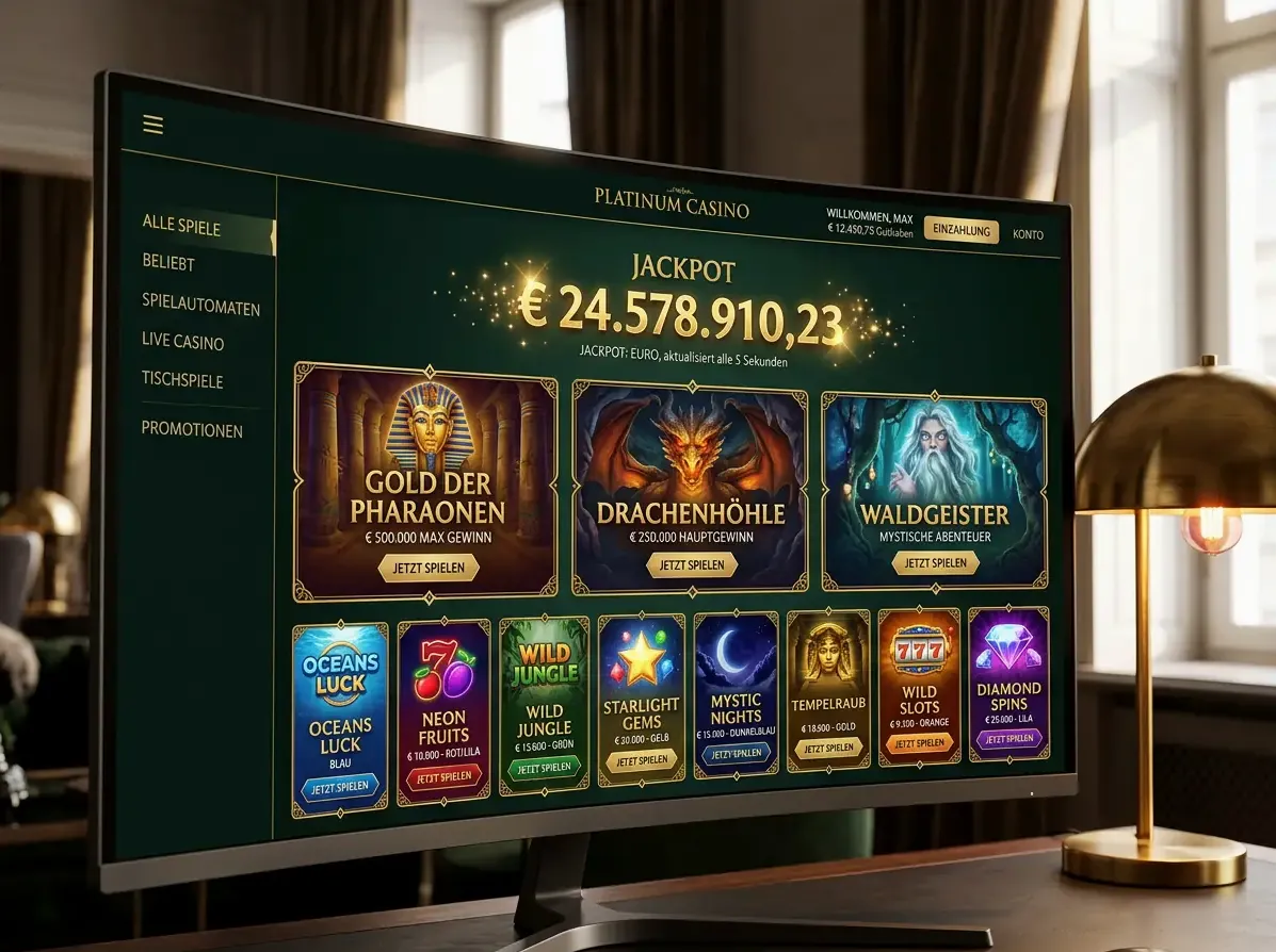 Startseite von Million mit Spielen und Aktionen
